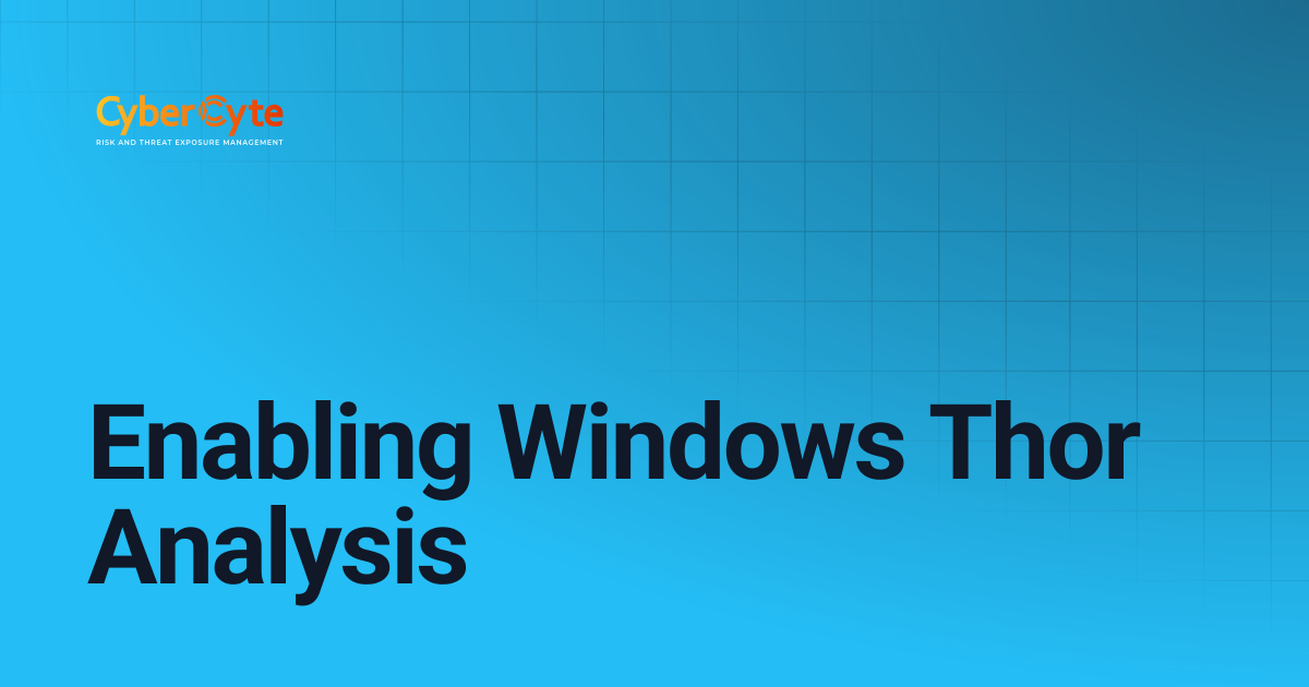 Enabling Windows Thor Analysis | CyberCyte Documentation